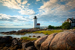 Annisquam Harbor Light Sunset Along Rocky Massachusetts Shore